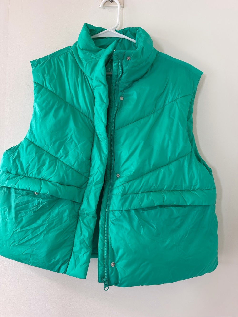 Xersion Teal Green Puffy Vest with High Collar